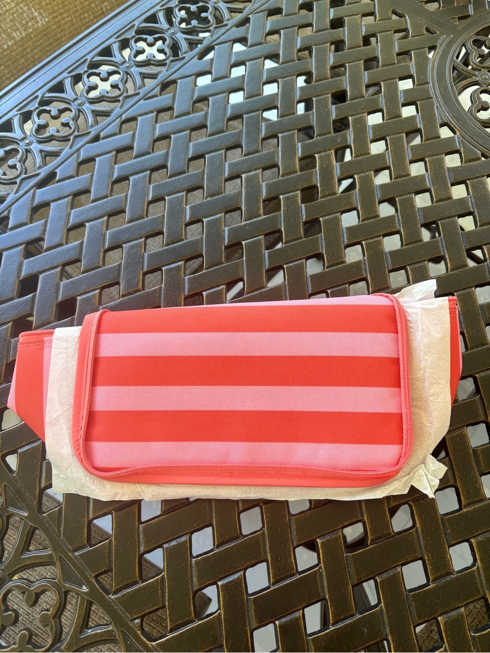 Striped Pink & Coral Fanny Pack Trader Joe’s Lunch Tote